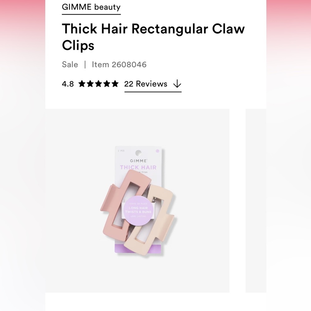 Thick Hair Rectangular Claw Clips - 2 PC